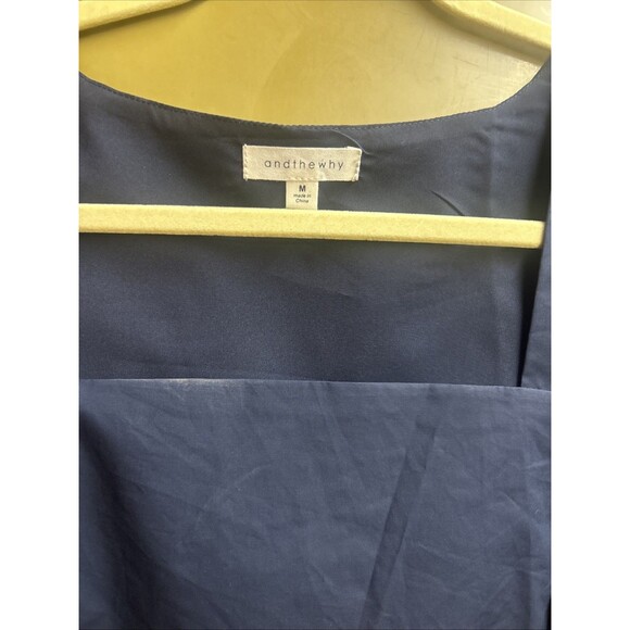 NWT Women Sleeveless Smocked Back Side Zip Square Neck Crop Top Size M Navy - Picture 3 of 7